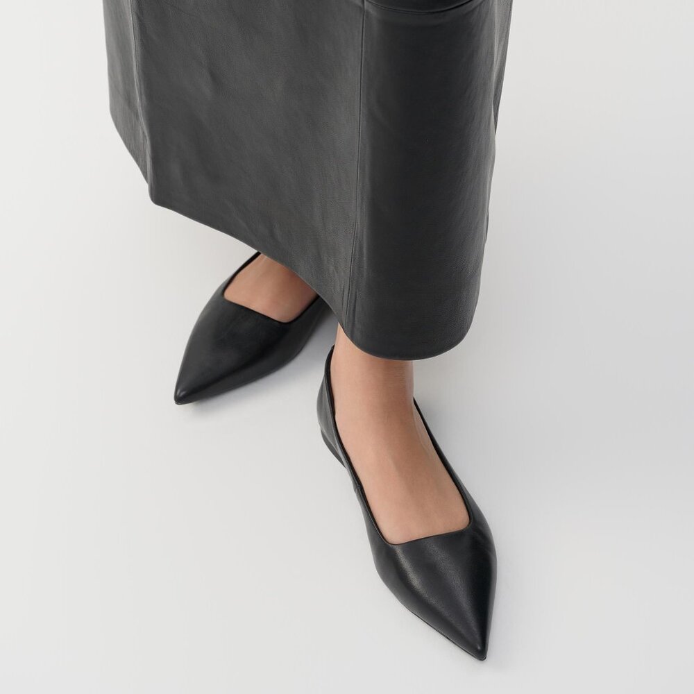 Vagabond Hermine Leather Pointed Toe Ballet Flat - Picture 3 of 8